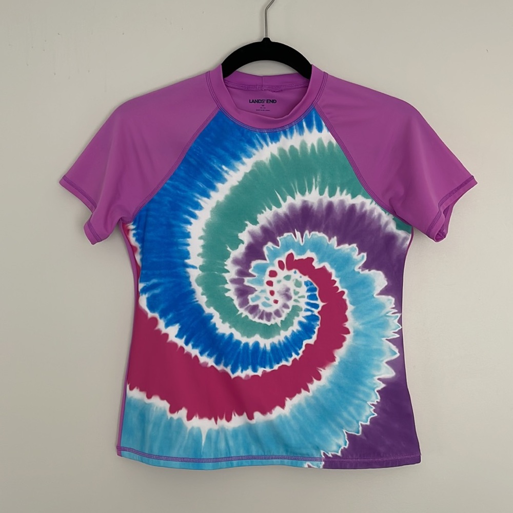 Lands End Tie-Dyed Rush Guard Girls Youth Size M 10/12